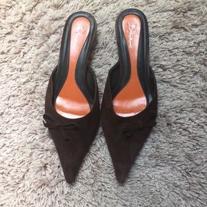 Dark Brown Suede Kitten Heel